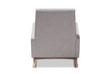 Load image into Gallery viewer, Baxton Studio Marlena Mid-Century Modern Greyish Beige Fabric Upholstered Whitewash Wood Rocking Chair