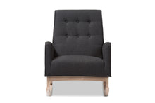 Load image into Gallery viewer, Baxton Studio Marlena Mid-Century Modern Dark Grey Fabric Upholstered Whitewash Wood Rocking Chair