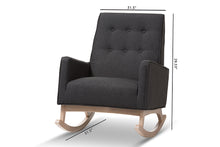 Load image into Gallery viewer, Baxton Studio Marlena Mid-Century Modern Dark Grey Fabric Upholstered Whitewash Wood Rocking Chair