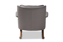 Load image into Gallery viewer, Baxton Studio Maggie Mid-Century Modern Grey Fabric Upholstered Walnut-Finished Rocking Chair