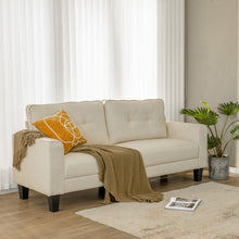 Load image into Gallery viewer, 79.5 Inch Fabric Loveseat Sofa with 2 Removable Back Cushions-Beige