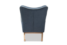 Load image into Gallery viewer, Baxton Studio Zoelle Mid-Century Modern Blue Fabric Upholstered Natural Finished Rocking Chair