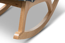 Load image into Gallery viewer, Baxton Studio Zoelle Mid-Century Modern Blue Fabric Upholstered Natural Finished Rocking Chair