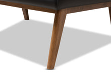 Load image into Gallery viewer, Baxton Studio Annetha Mid-Century Modern Black Faux Leather Upholstered Walnut Finished Wood Chair And Ottoman Set