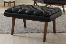 Load image into Gallery viewer, Baxton Studio Annetha Mid-Century Modern Black Faux Leather Upholstered Walnut Finished Wood Ottoman