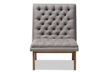 Load image into Gallery viewer, Baxton Studio Annetha Mid-Century Modern Grey Fabric Upholstered Walnut Finished Wood Lounge Chair