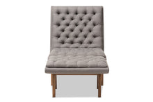 Load image into Gallery viewer, Baxton Studio Annetha Mid-Century Modern Grey Fabric Upholstered Walnut Finished Wood Chair And Ottoman Set