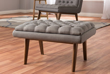 Load image into Gallery viewer, Baxton Studio Annetha Mid-Century Modern Grey Fabric Upholstered Walnut Finished Wood Ottoman