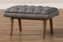 Load image into Gallery viewer, Baxton Studio Annetha Mid-Century Modern Grey Fabric Upholstered Walnut Finished Wood Ottoman