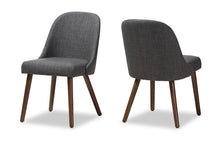 Load image into Gallery viewer, Baxton Studio Cody Mid-Century Modern Dark Grey Fabric Upholstered Walnut Finished Wood Dining Chair (Set of 2)