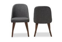 Load image into Gallery viewer, Baxton Studio Cody Mid-Century Modern Dark Grey Fabric Upholstered Walnut Finished Wood Dining Chair (Set of 2)
