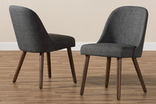 Load image into Gallery viewer, Baxton Studio Cody Mid-Century Modern Dark Grey Fabric Upholstered Walnut Finished Wood Dining Chair (Set of 2)