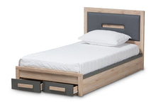 Load image into Gallery viewer, Baxton Studio Pandora Modern and Contemporary Dark Grey and Light Brown Two-Tone 2-Drawer Twin Size Storage Platform Bed