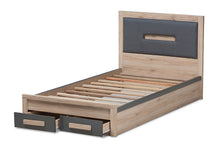 Load image into Gallery viewer, Baxton Studio Pandora Modern and Contemporary Dark Grey and Light Brown Two-Tone 2-Drawer Twin Size Storage Platform Bed