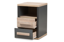 Load image into Gallery viewer, Baxton Studio Pandora Modern and Contemporary Dark Grey and Light Brown Two-Tone 2-Drawer Nightstand