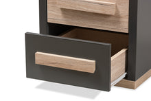 Load image into Gallery viewer, Baxton Studio Pandora Modern and Contemporary Dark Grey and Light Brown Two-Tone 2-Drawer Nightstand