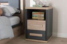 Load image into Gallery viewer, Baxton Studio Pandora Modern and Contemporary Dark Grey and Light Brown Two-Tone 2-Drawer Nightstand