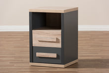 Load image into Gallery viewer, Baxton Studio Pandora Modern and Contemporary Dark Grey and Light Brown Two-Tone 2-Drawer Nightstand