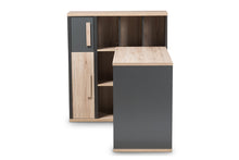 Load image into Gallery viewer, Baxton Studio Pandora Modern and Contemporary Dark Grey and Light Brown Two-Tone Study Desk with Built-in Shelving Unit