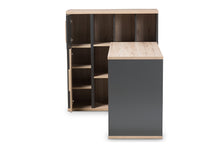 Load image into Gallery viewer, Baxton Studio Pandora Modern and Contemporary Dark Grey and Light Brown Two-Tone Study Desk with Built-in Shelving Unit