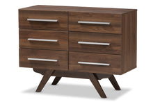 Load image into Gallery viewer, Baxton Studio Auburn Mid-Century Modern Walnut Brown Finished Wood 6-Drawer Dresser