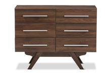 Load image into Gallery viewer, Baxton Studio Auburn Mid-Century Modern Walnut Brown Finished Wood 6-Drawer Dresser