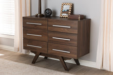 Load image into Gallery viewer, Baxton Studio Auburn Mid-Century Modern Walnut Brown Finished Wood 6-Drawer Dresser
