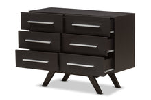 Load image into Gallery viewer, Baxton Studio Auburn Mid-Century Modern Espresso Brown Finished Wood 6-Drawer Dresser