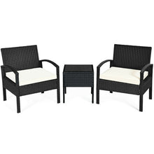 Load image into Gallery viewer, 3 Pieces Outdoor Rattan Patio Conversation Set with Seat Cushions-White