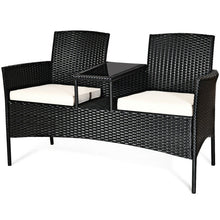 Load image into Gallery viewer, Patio Rattan Set Sofa Cushioned Loveseat Glass Table Chairs