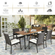 Load image into Gallery viewer, 7PCS Patio Rattan Cushioned Dining Set with Umbrella Hole