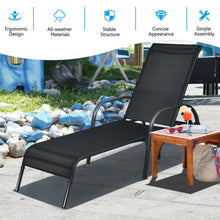 Load image into Gallery viewer, Adjustable Patio Chaise Folding Lounge Chair with Backrest-Black