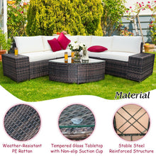 Load image into Gallery viewer, 6 Pieces Rattan Furniture Cushioned Sofa Set-White