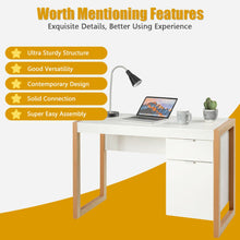Load image into Gallery viewer, Modern Computer Desk Study Table Writing Workstation with Cabinet and Drawer-White