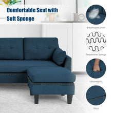 Load image into Gallery viewer, Convertible 4-Seat L-Shaped Sectional Sofa Couch with Storage Ottoman-Navy