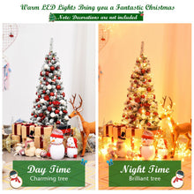 Load image into Gallery viewer, 4.5 Feet Pre-Lit Snow Flocked Pencil Christmas Tree with 150 LED Light