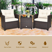 Load image into Gallery viewer, 3 Pcs Patio Rattan Furniture Set Cushioned Conversation Set Coffee Table