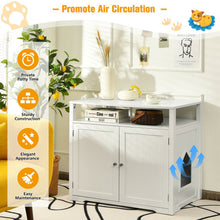 Load image into Gallery viewer, Wooden Cat Litter Box Enclosure Hidden Cat Washroom with Storage Layer-White