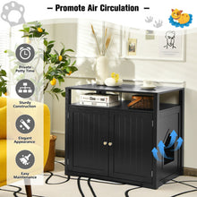 Load image into Gallery viewer, Wooden Cat Litter Box Enclosure Hidden Cat Washroom with Storage Layer-Black