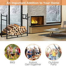 Load image into Gallery viewer, 33 Inch Firewood Rack with Removable Kindling Holder Steel Fireplace Wood