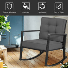 Load image into Gallery viewer, Patio Rattan Rocker Outdoor Glider Rocking Chair Cushion Lawn-Gray
