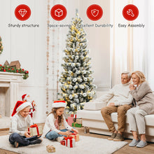 Load image into Gallery viewer, 7.5 Feet Pre-Lit Hinged Christmas Tree Snow Flocked with 9 Modes Lights