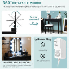 Load image into Gallery viewer, Vanity Table Set with Lighted Mirror for Bedroom and Dressing Room-Black