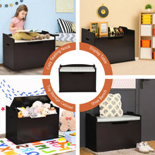 Load image into Gallery viewer, Kids Toy Wooden Flip-top Storage Box Chest Bench with Cushion Hinge-Brown
