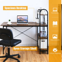 Load image into Gallery viewer, 48-Inch Reversible Computer Desk with Storage Shelf-Rustic Brown
