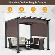 Load image into Gallery viewer, 10 x 10ft Patio Pergola Gazebo Sun Shade Shelter with Retractable Canopy-Coffee