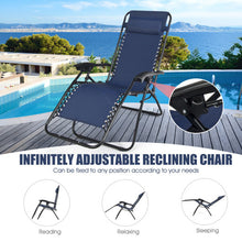 Load image into Gallery viewer, 3 Pieces Folding Portable Zero Gravity Reclining Lounge Chairs Table Set-Navy