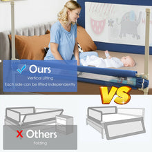 Load image into Gallery viewer, 57 Inch Vertical Lifting Bed Guard Rails for Toddlers with Lock-Blue