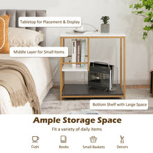 Load image into Gallery viewer, 3-Tier Sofa Side Table with Golden Polished Steel Frame and Open Storage Shelf-Golden