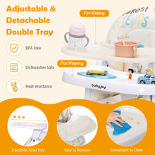 Load image into Gallery viewer, Baby High Chair Folding Feeding Chair with Multiple Recline and Height Positions-Beige